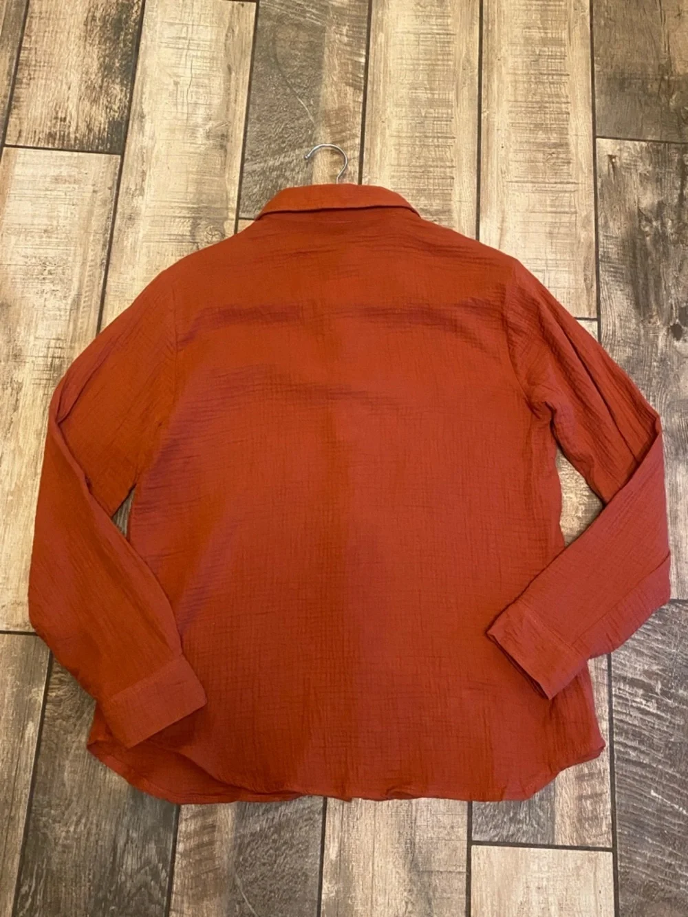 Anthropologie Sanctuary Burnt Orange Button-Front Gauze Shirt 🆕 - Picture 12 of 12